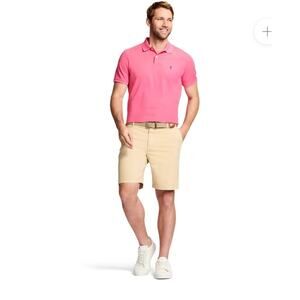 IZOD Saltwater Stretch Chino Shorts Men’s Size 40W 9.5" Beige Classic Fit